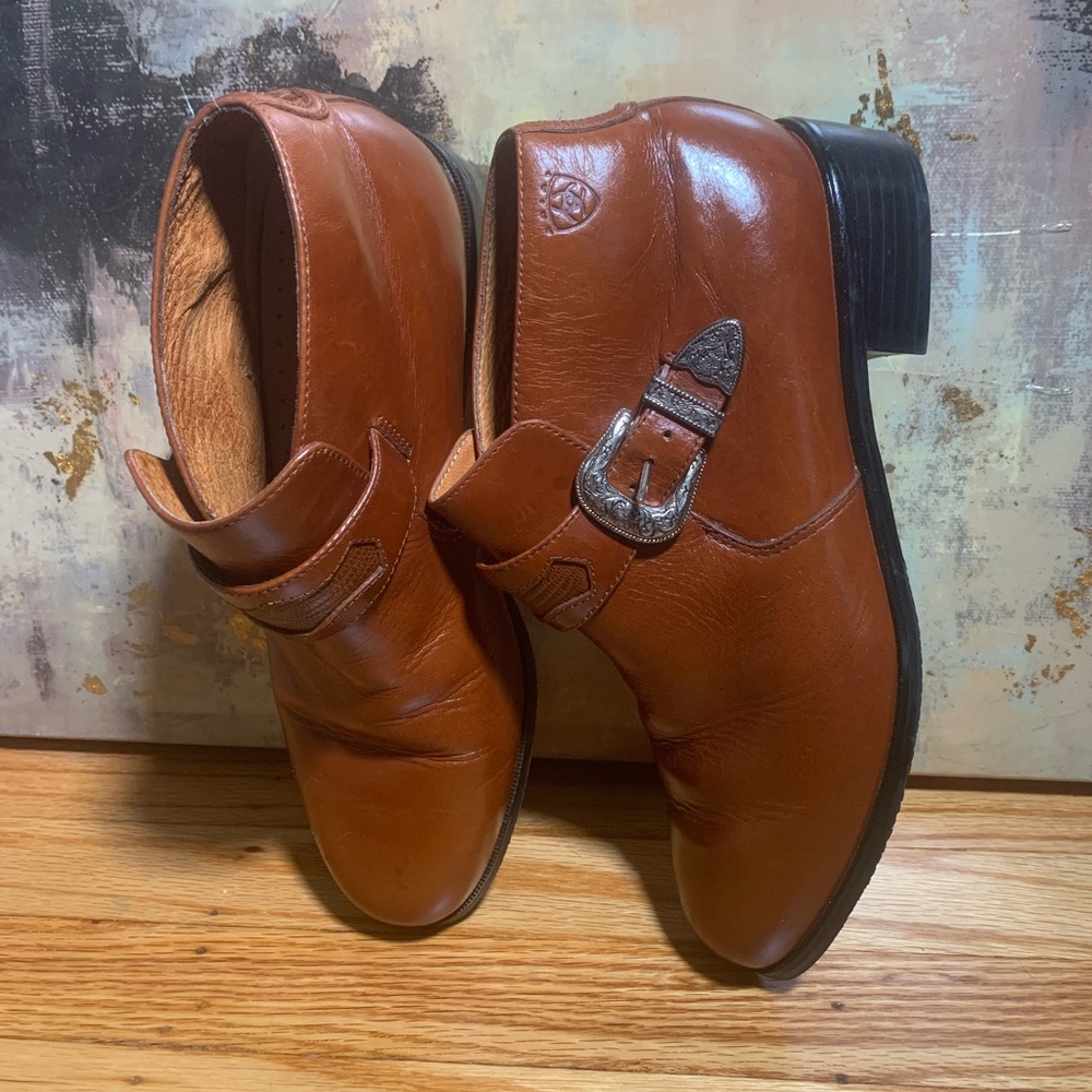 Brown leather Ariat ankle boots
